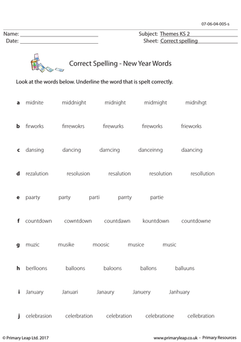 KS2 Spellings - New Year Vocabulary