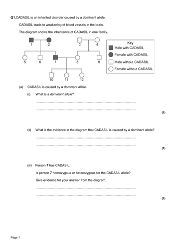 AQA GCSE: B13 Reproduction: Selection of Exam Questions.