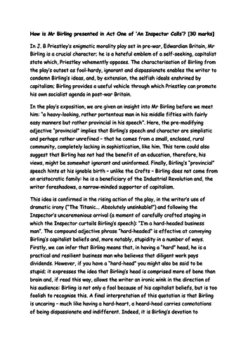 Mr birling essay planner