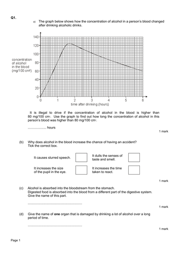 AQA GCSE: B7 Non Communicable Diseases: Selection of Exam Questions.