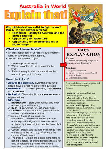 Explanation - Australian Involvement in World War I