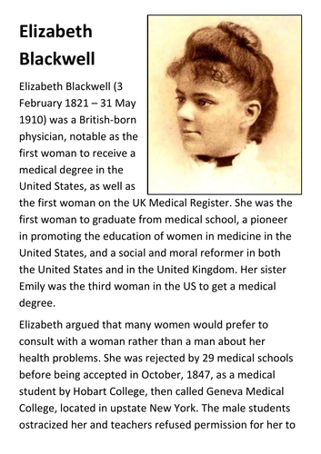 Elizabeth Blackwell Handout