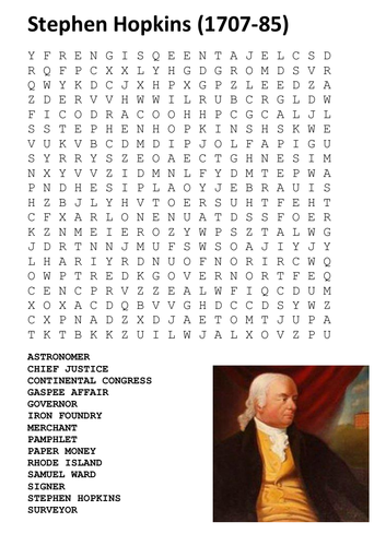 Stephen Hopkins Word Search