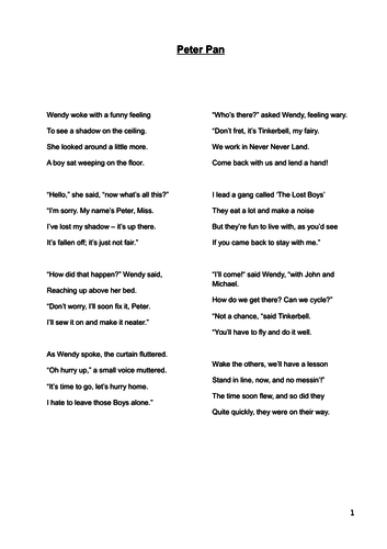 Peter Pan - Doggerel script