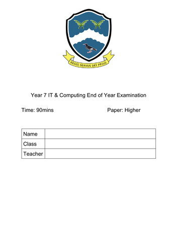 Year 7 Ict exam paper