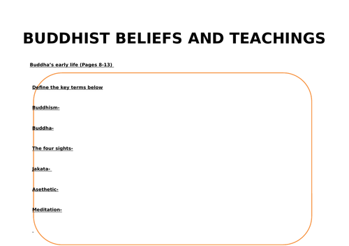 AQA Buddhist Beliefs Revision Work Booklet