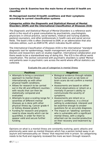 BTEC Level 3 Health and Social Care Unit 20 Understanding Mental Well-being Learning Aim B