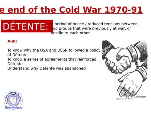 9-1 Edexcel: Cold War - Detente 1970-1980 w/ chronology tensions overview graph task (EDITABLE)