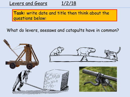 NEW GCSE (9-1) Moment, Levers and Gears complete lesson with worksheets and answers