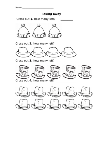 taking away worksheet pack teaching resources