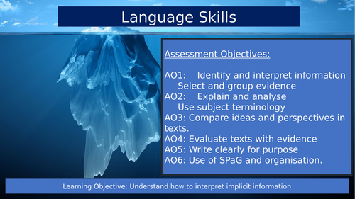 AQA Language skills (Low ability) AO1 focus