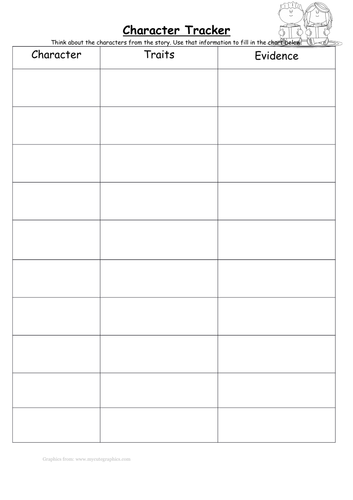 Character Tracker worksheet