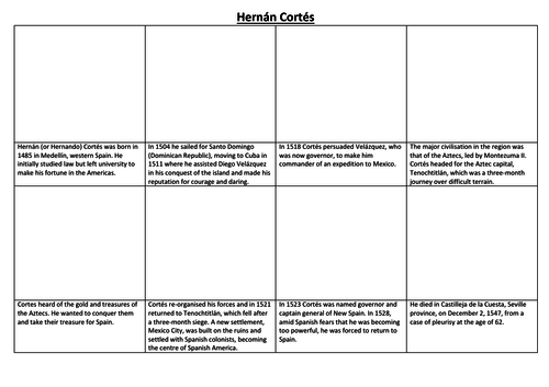 Hernán Cortés Comic Strip and Storyboard