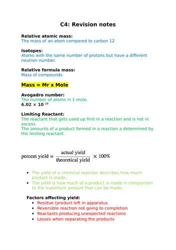 aqa gcse 9-1 chemistry revision pack : Chapter C4