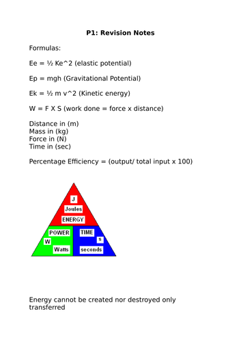 aqa gcse 9-1 physics revision pack : Chapter P1