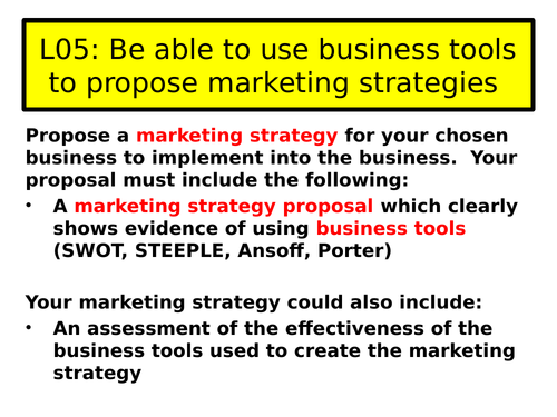 UNIT 6 MARKETING STRATEGY- BUSINESS TOOLS