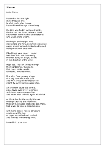 Tissue poem video
