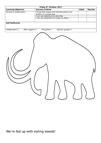 Y3 Shape and Concrete Poetry Week 1 NC2014