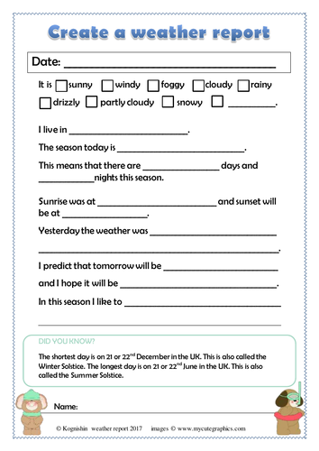 Weather report teaching resources
