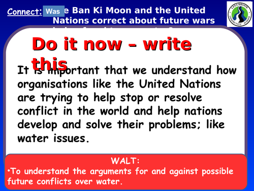 KS3 - Energy unit - L16 ban ki moon / water wars - fully resourced