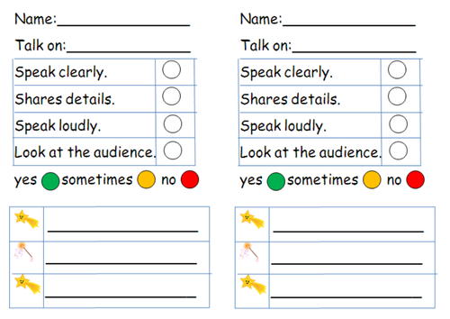 Speaking and Listening assessment