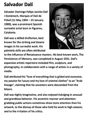 Salvador Dalí Handout