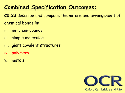 GCSE OCR Gateway C2 Chemistry - Polymers