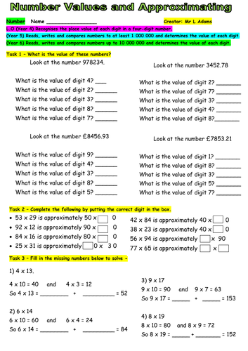 Place Value and Approximating