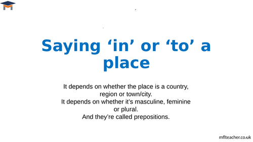 French - 'in' or 'to' places