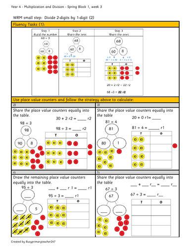 year 4 spring block 1 divide 2 digits by 1 digit 2 week 3 by