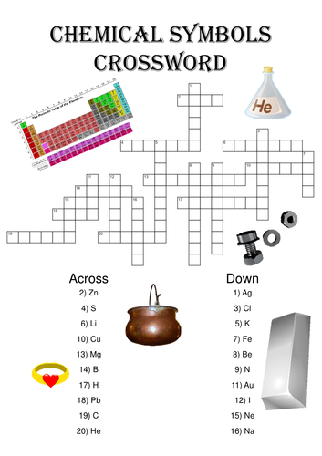 Chemistry Crossword Puzzle: Chemical Symbols Teaching Resources
