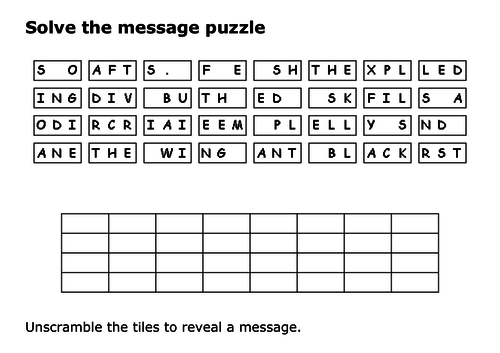 Solve the message puzzle from Doris Miller