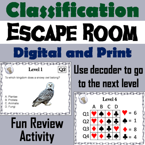 Classification and Taxonomy Escape Room