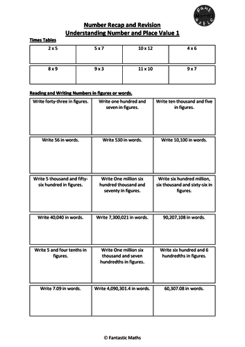 WJEC Foundation - Understanding Number and Place Value Booklet 1