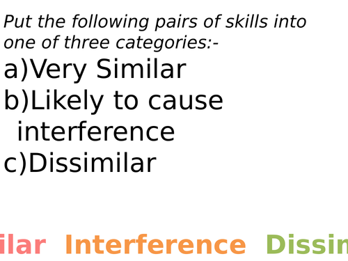 A LEVEL PE - TRANSFER OF LEARNING