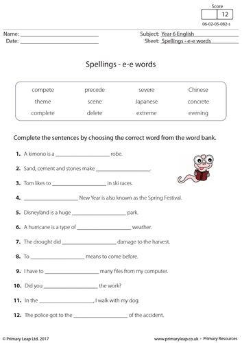 KS2 Spellings - e-e words | Teaching Resources