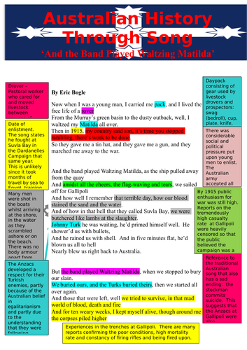 Australian History through Song: And the Band Played Waltzing Matilda