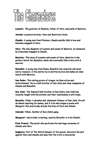 Much Ado About Nothing SOW