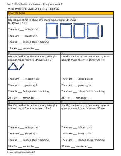 Year 3 - Spring block 1 - Dividing 2-digits by 1-digit (3) UK and AU