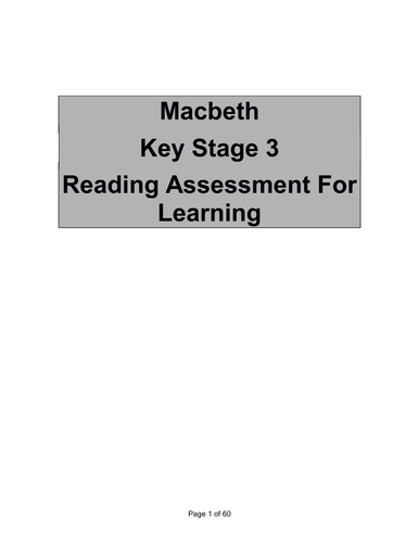 Assessment for Learning - Reading Macbeth Key Stage 3