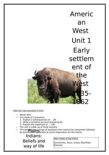 Edexcel 9-1 - American West Unit 1 revision booklet
