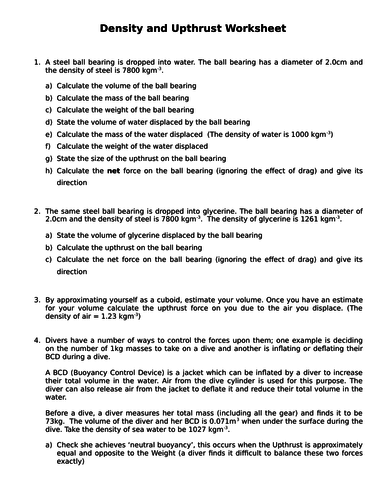 Materials - Density and Upthrust collection