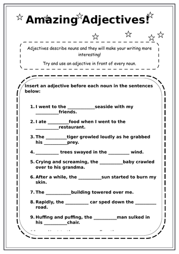 Adjectives worksheet KS2 | Teaching Resources