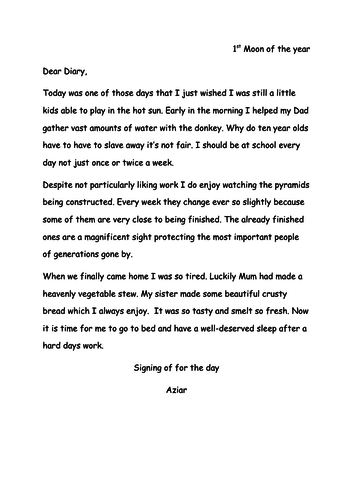 Differentiated Child Egyptian Diaries