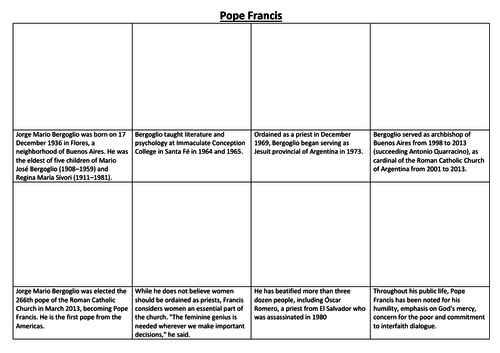 Pope Francis Comic Strip and Storyboard