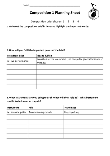 AQA Composition to a Brief Planning