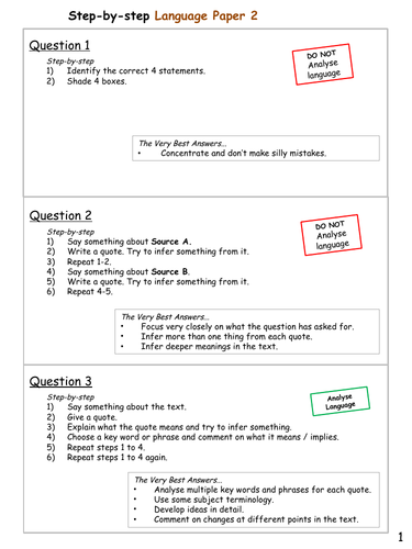 Pupil Guide Aqa Language Paper 2 Teaching Resources