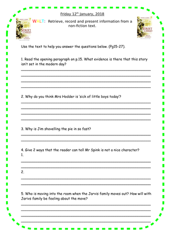 Year 6 street child reading comprehension