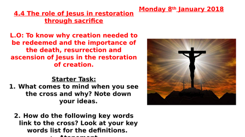 AQA B GCSE - 4.4 - The Role of Jesus in restoration through sacrifice