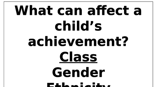 AQA A Level - Sociology - Social Class & Educational Achievement